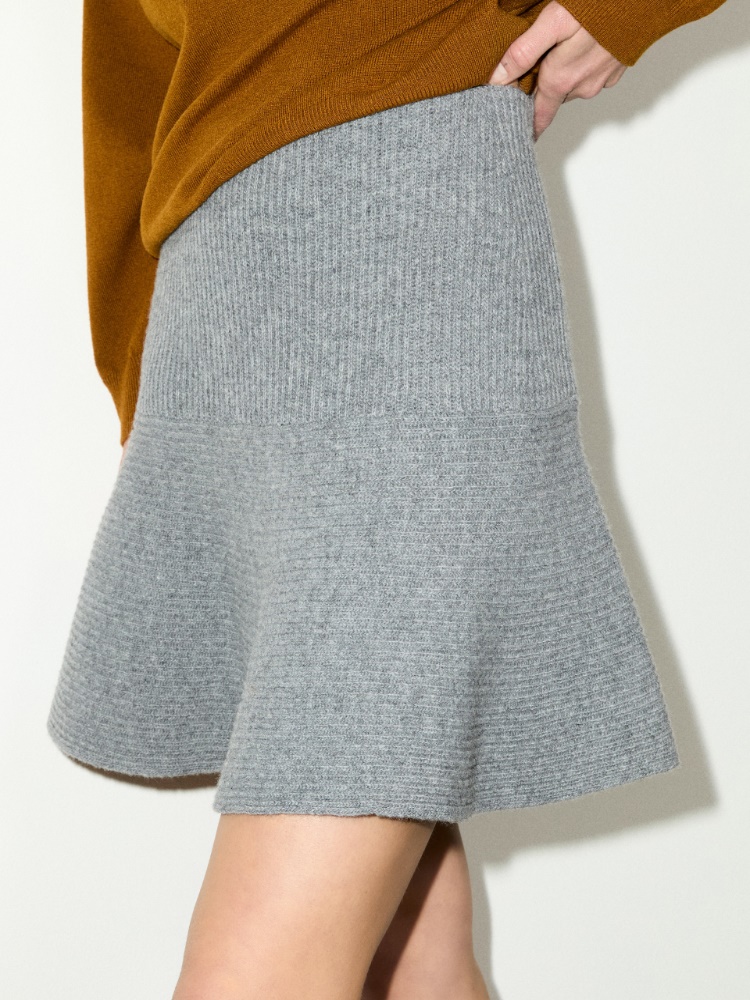 Knitted wool mini skirt - LIGHT GREY - MAX&Co. - 3