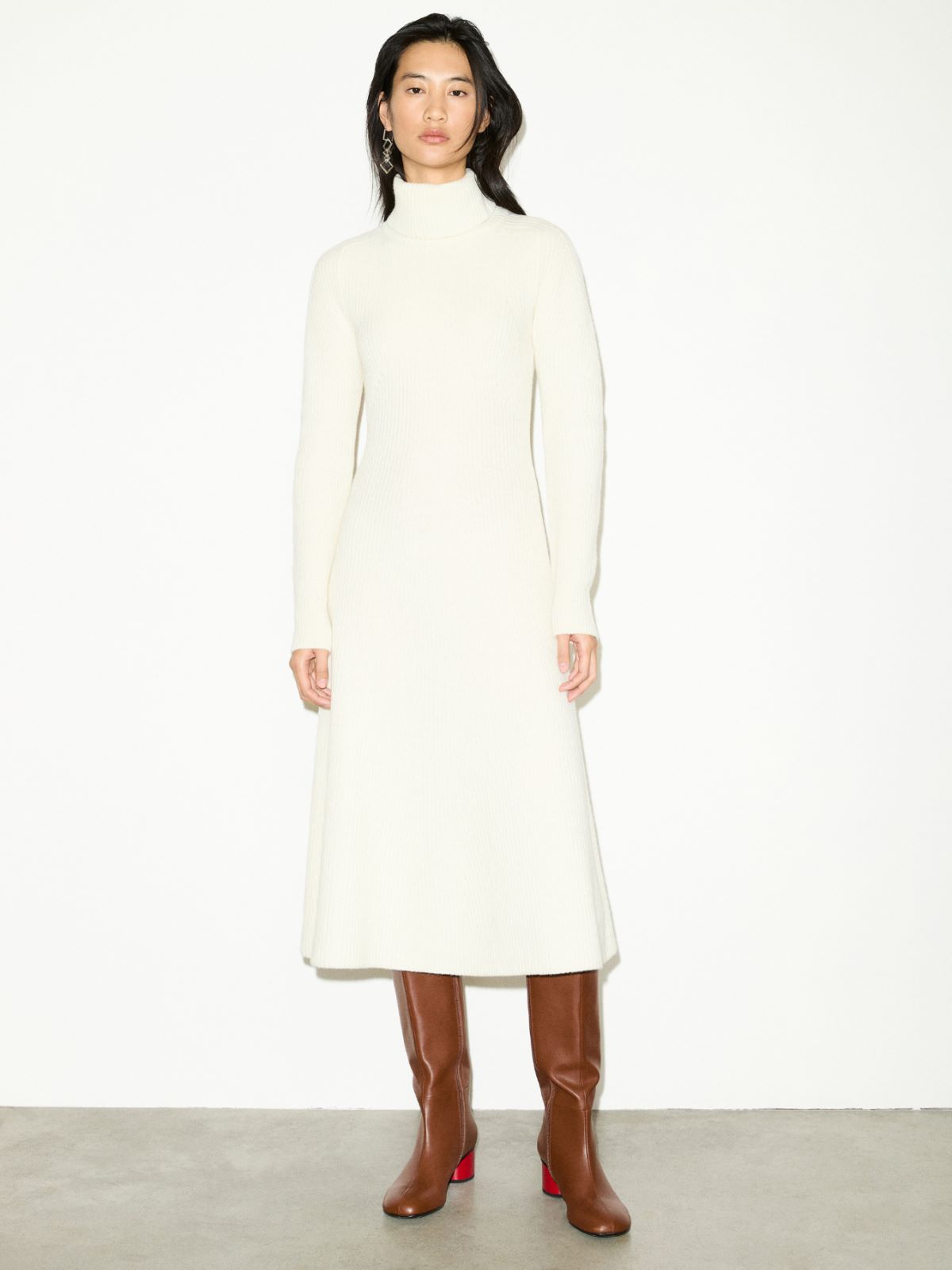 Knitted wool midi dress - WHITE - MAX&Co.