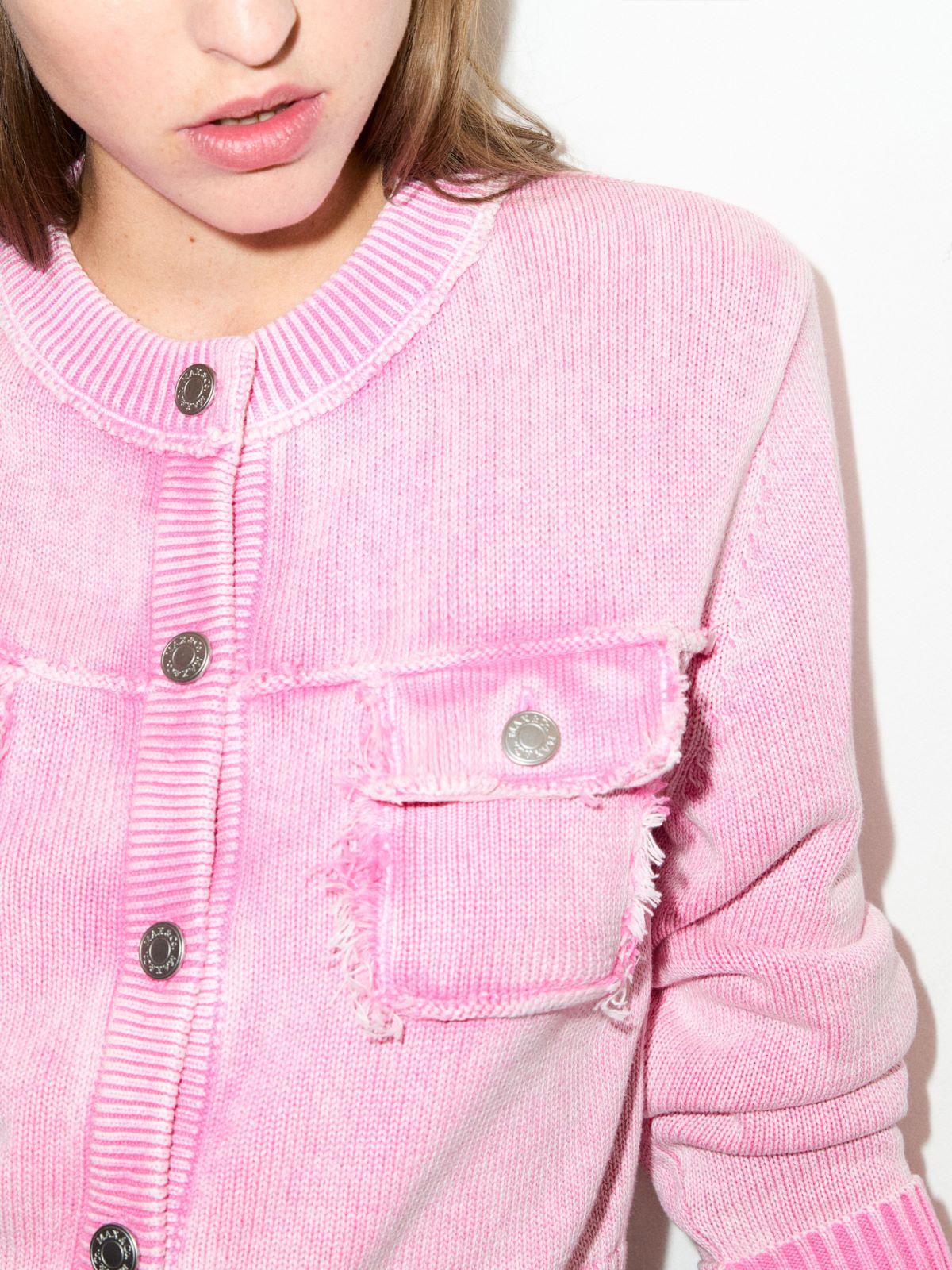 Stone-washed cotton cardigan - PINK - MAX&Co.