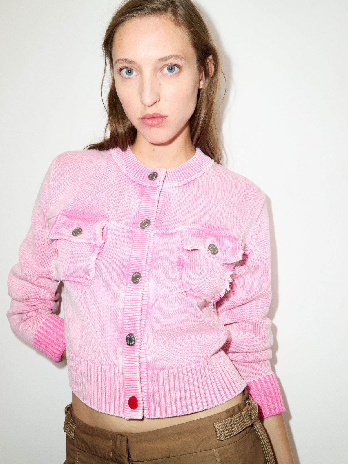 Stone-washed cotton cardigan - PINK - MAX&Co. - 4
