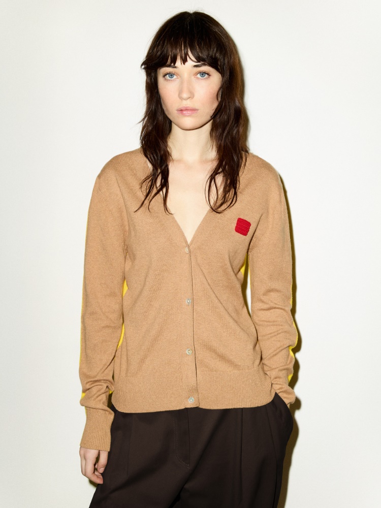 Cotton and cashmere cardigan - CAMEL - MAX&Co.