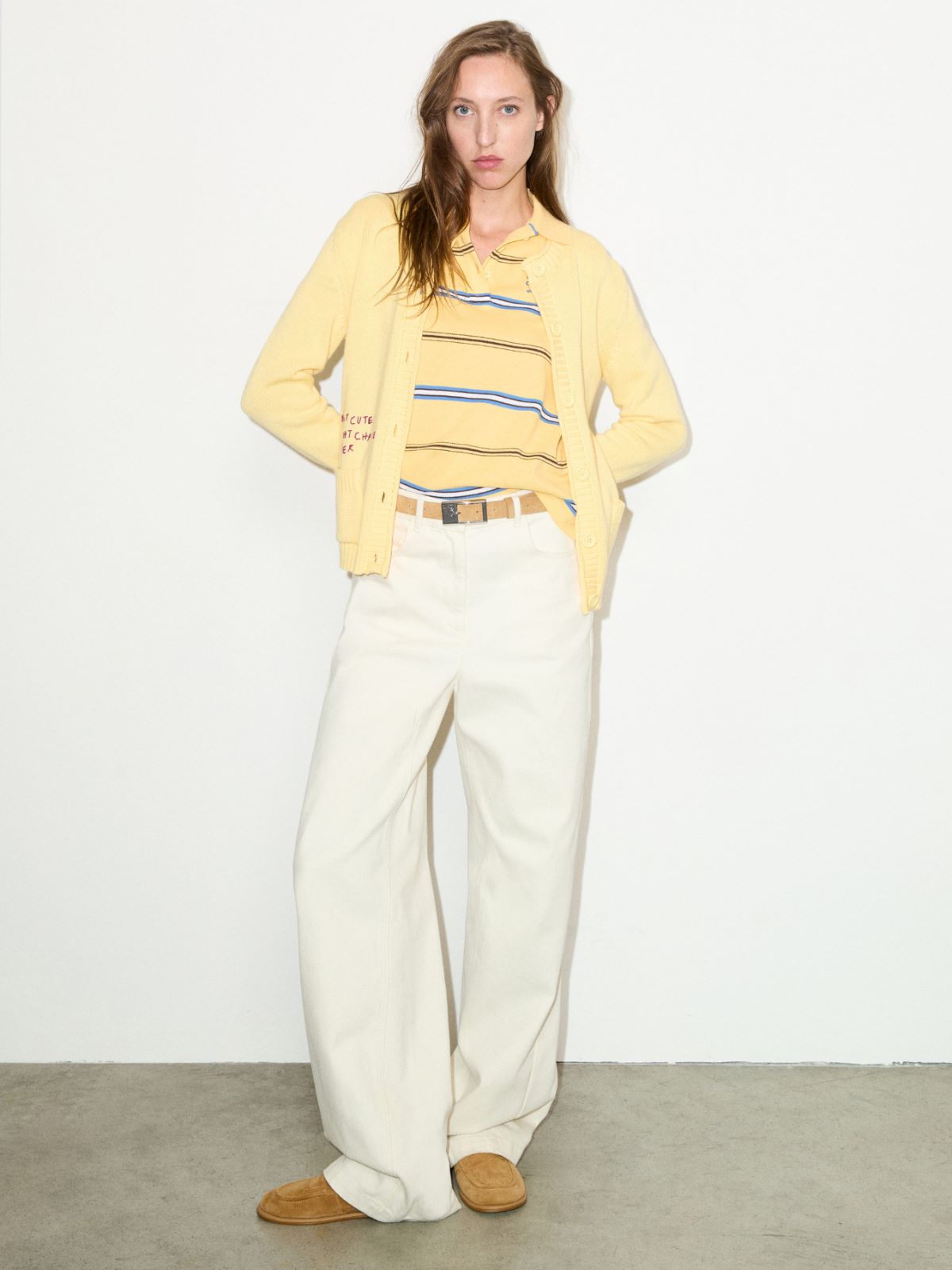 Embroidered cotton cardigan - YELLOW - MAX&Co.