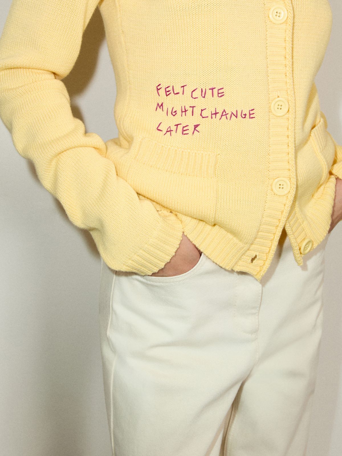 Embroidered cotton cardigan - YELLOW - MAX&Co. - 5