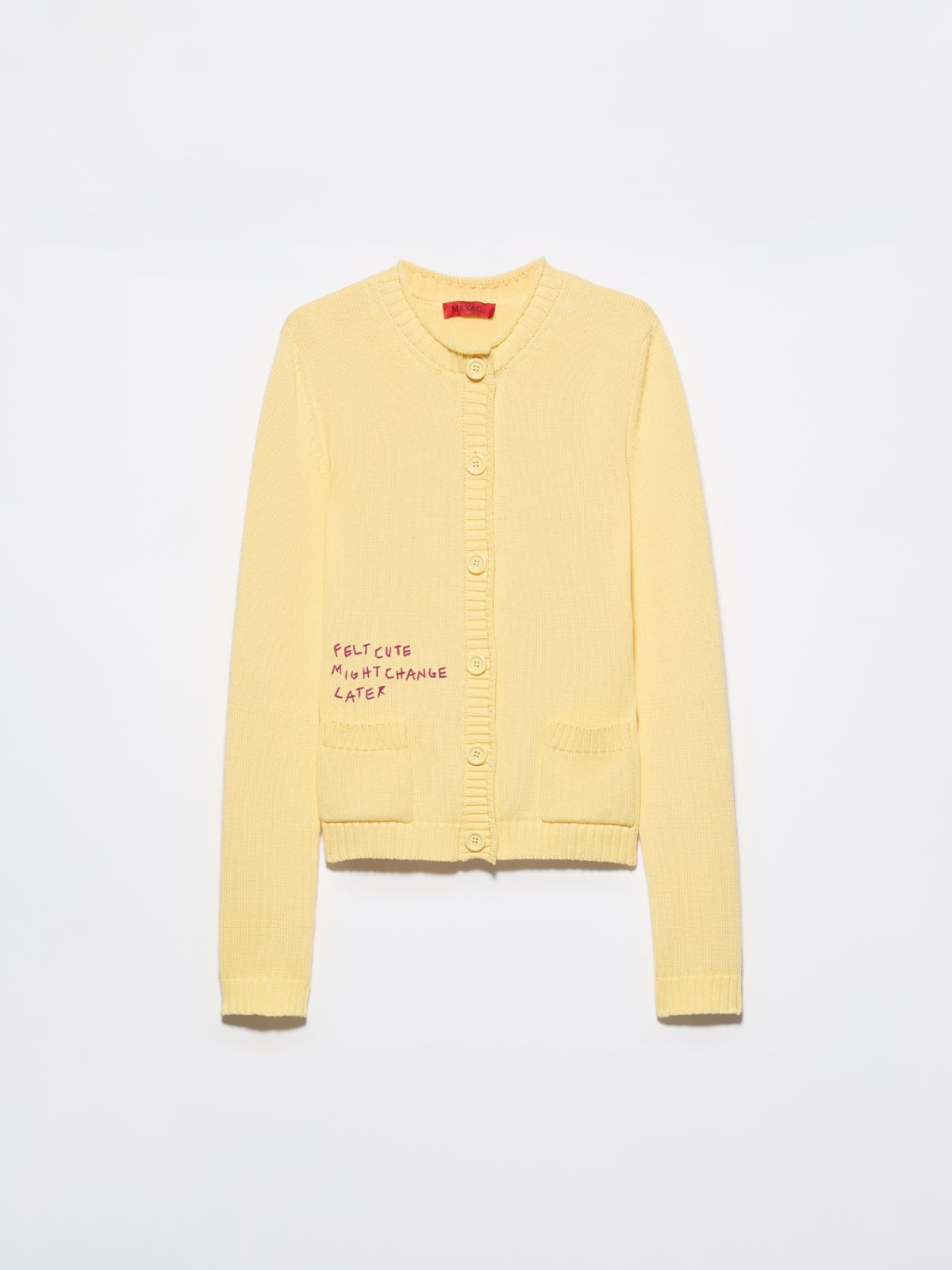 Embroidered cotton cardigan - YELLOW - MAX&Co.