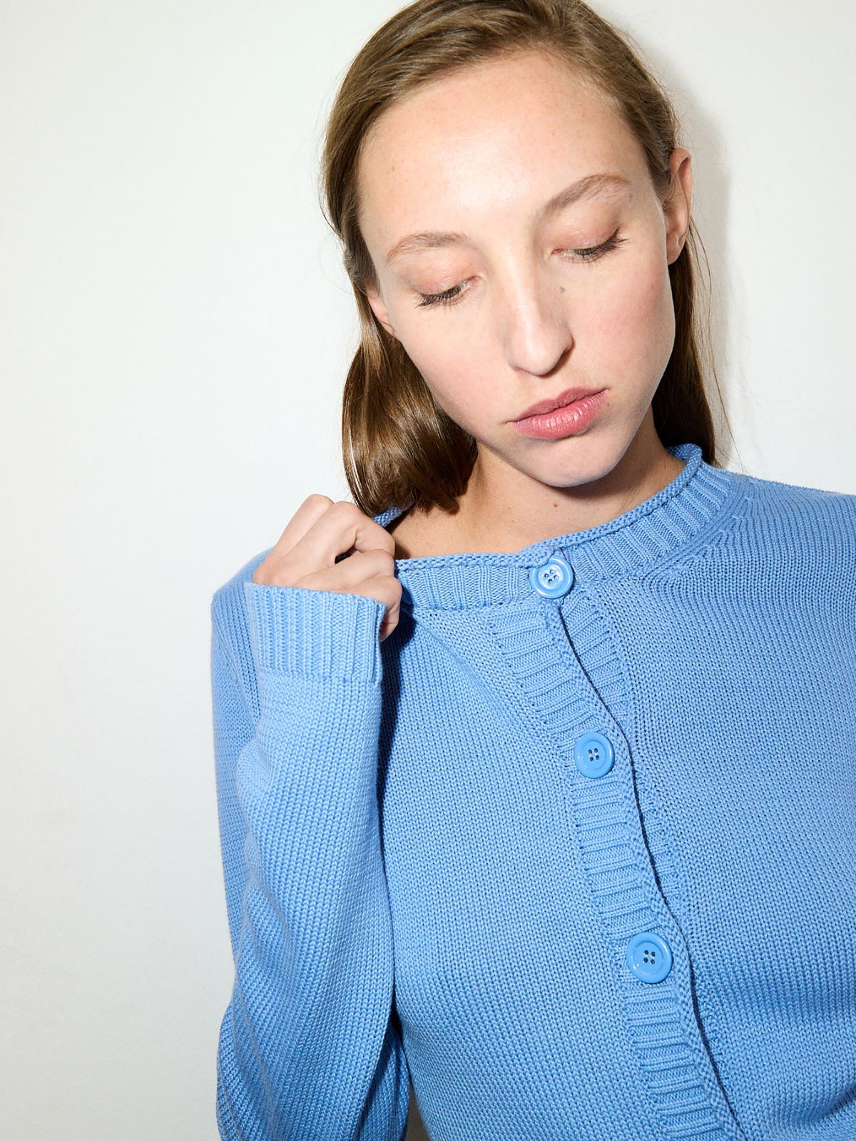 Embroidered cotton cardigan - SKY BLUE - MAX&Co. - 4
