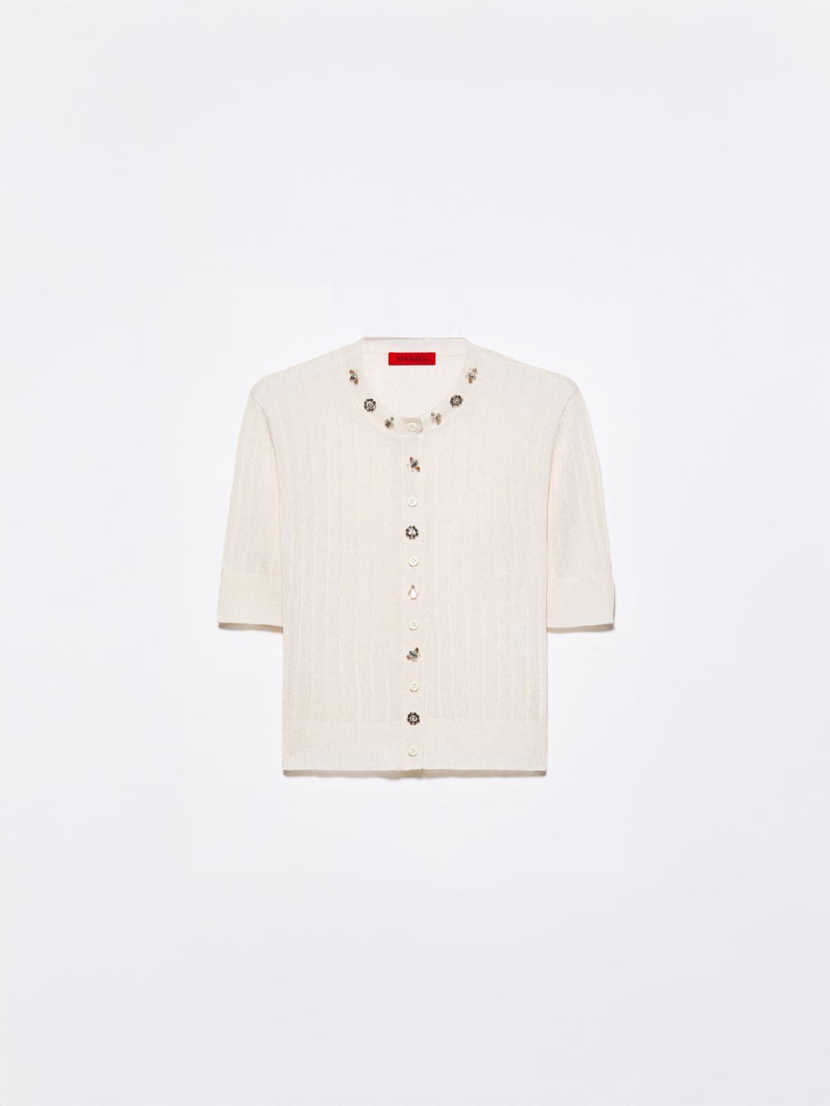 Bejewelled embroidered cardigan - MILK - MAX&Co.