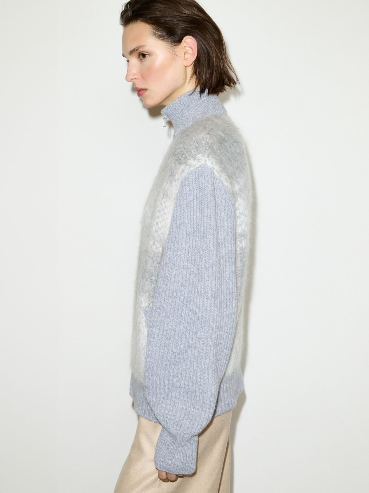 Jacquard-knit bomber jacket - WOOL WHITE - MAX&Co. - 4