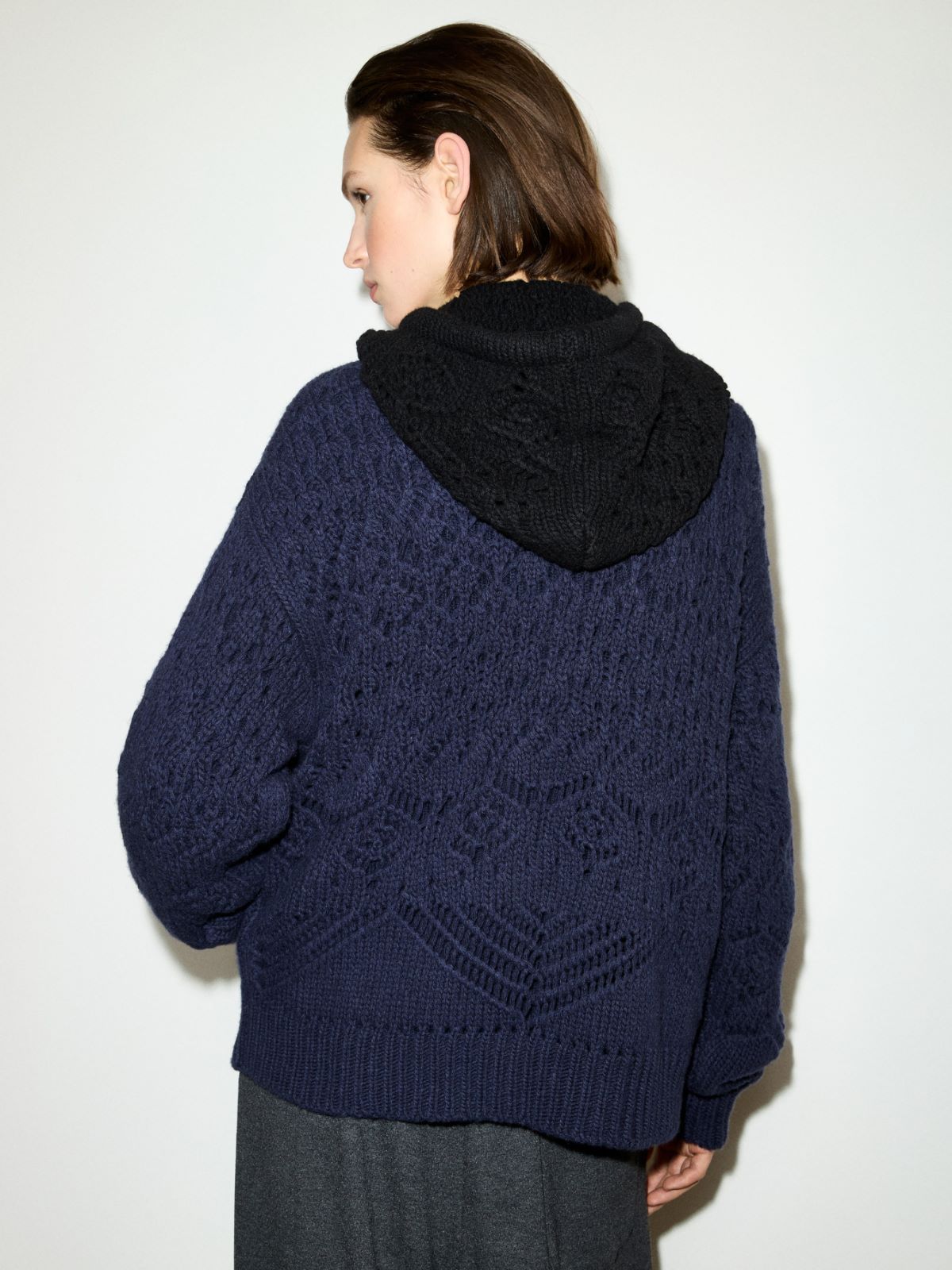Open-knit wool cardigan - PEACOCK BLUE - MAX&Co. - 2