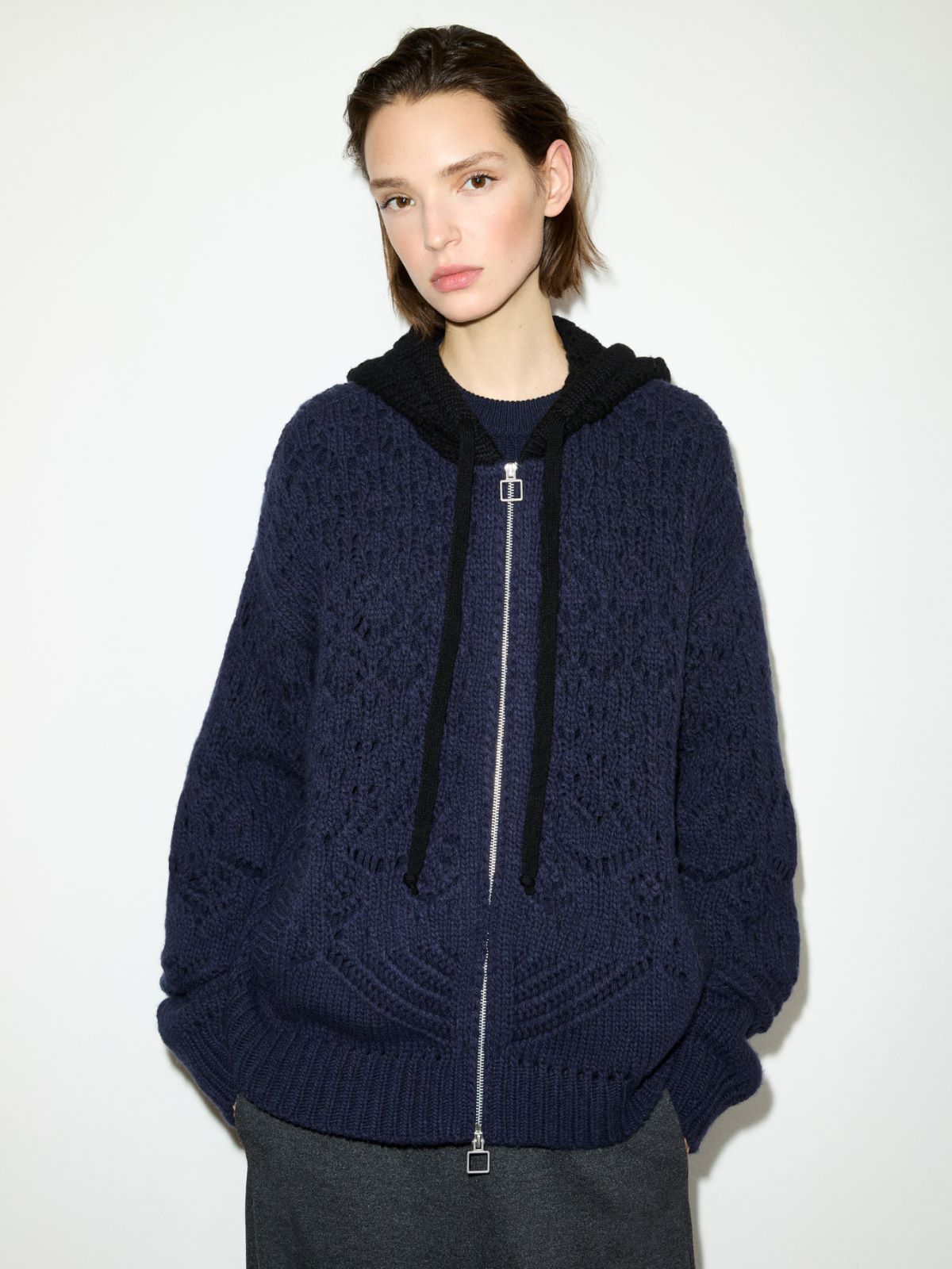 Open-knit wool cardigan - PEACOCK BLUE - MAX&Co. - 4