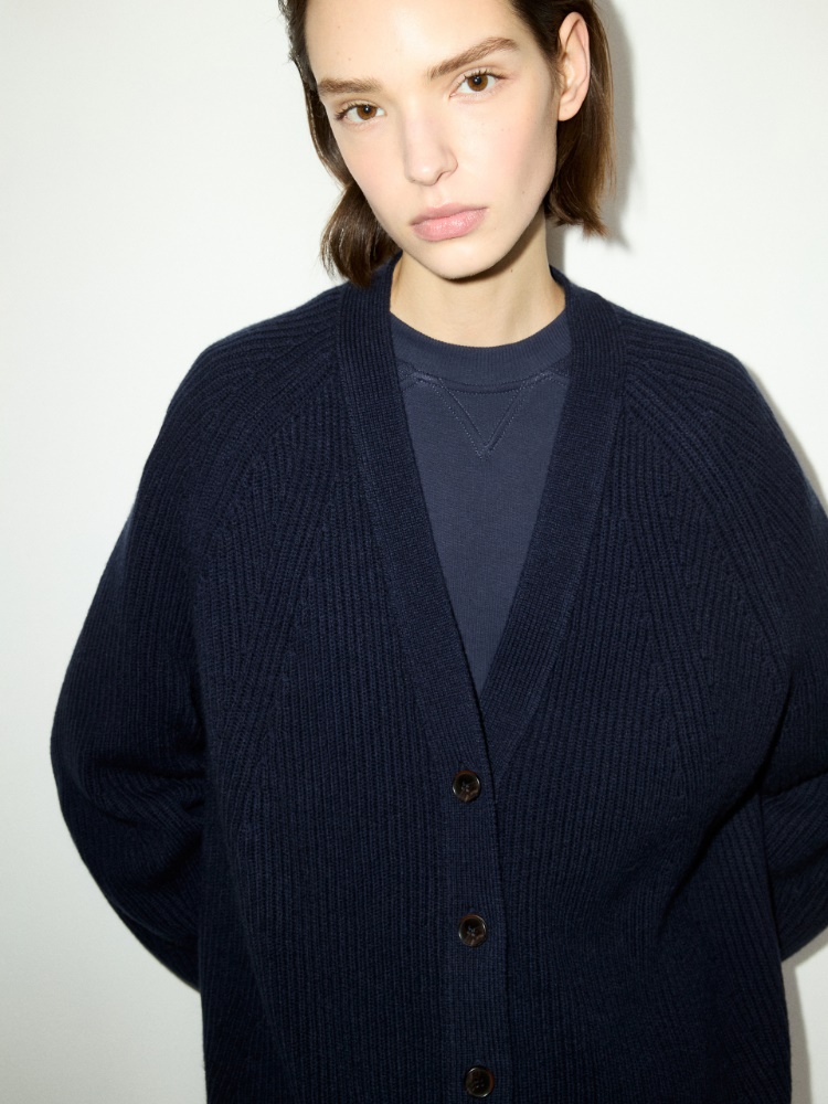 Wool and cashmere cardigan - NAVY - MAX&Co. - 3
