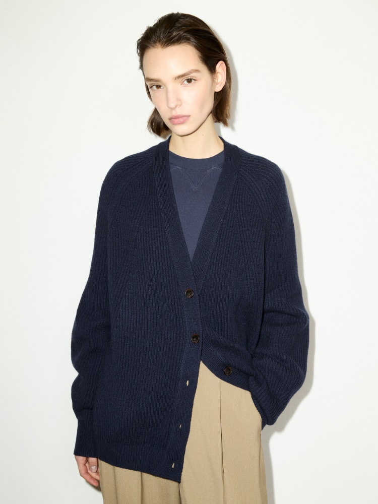 Wool and cashmere cardigan - NAVY - MAX&Co.