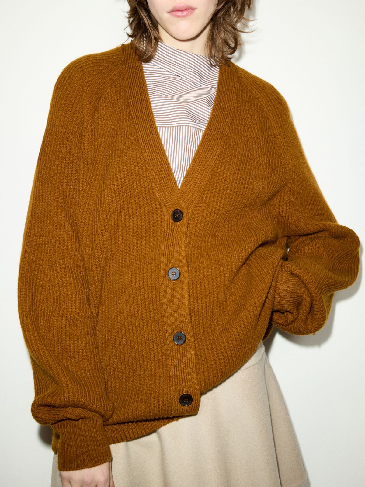 Wool and cashmere cardigan - TOBACCO BROWN - MAX&Co. - 3