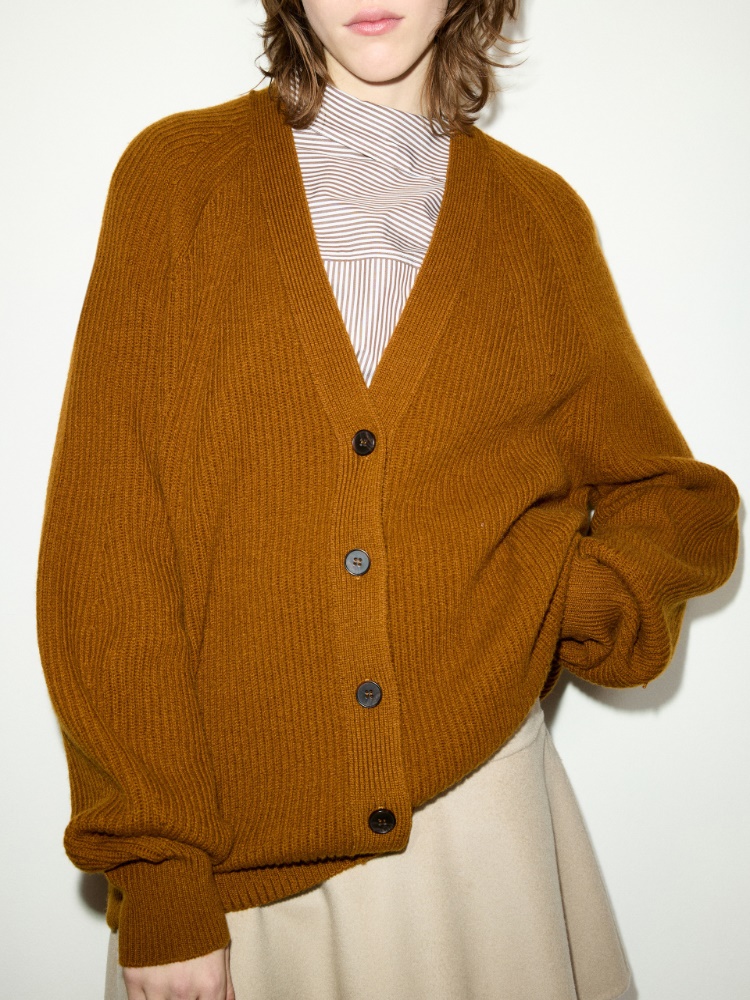 Wool and cashmere cardigan - TOBACCO BROWN - MAX&Co. - 3