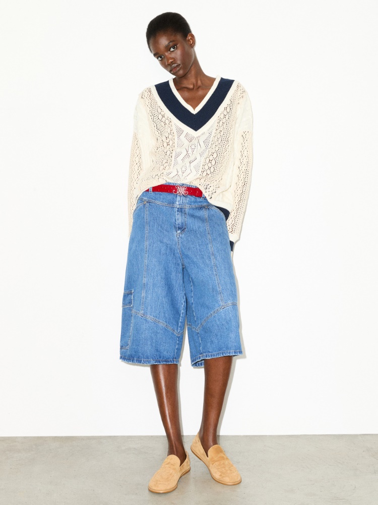 Maglia in cotone e pizzo - LATTE - MAX&Co.