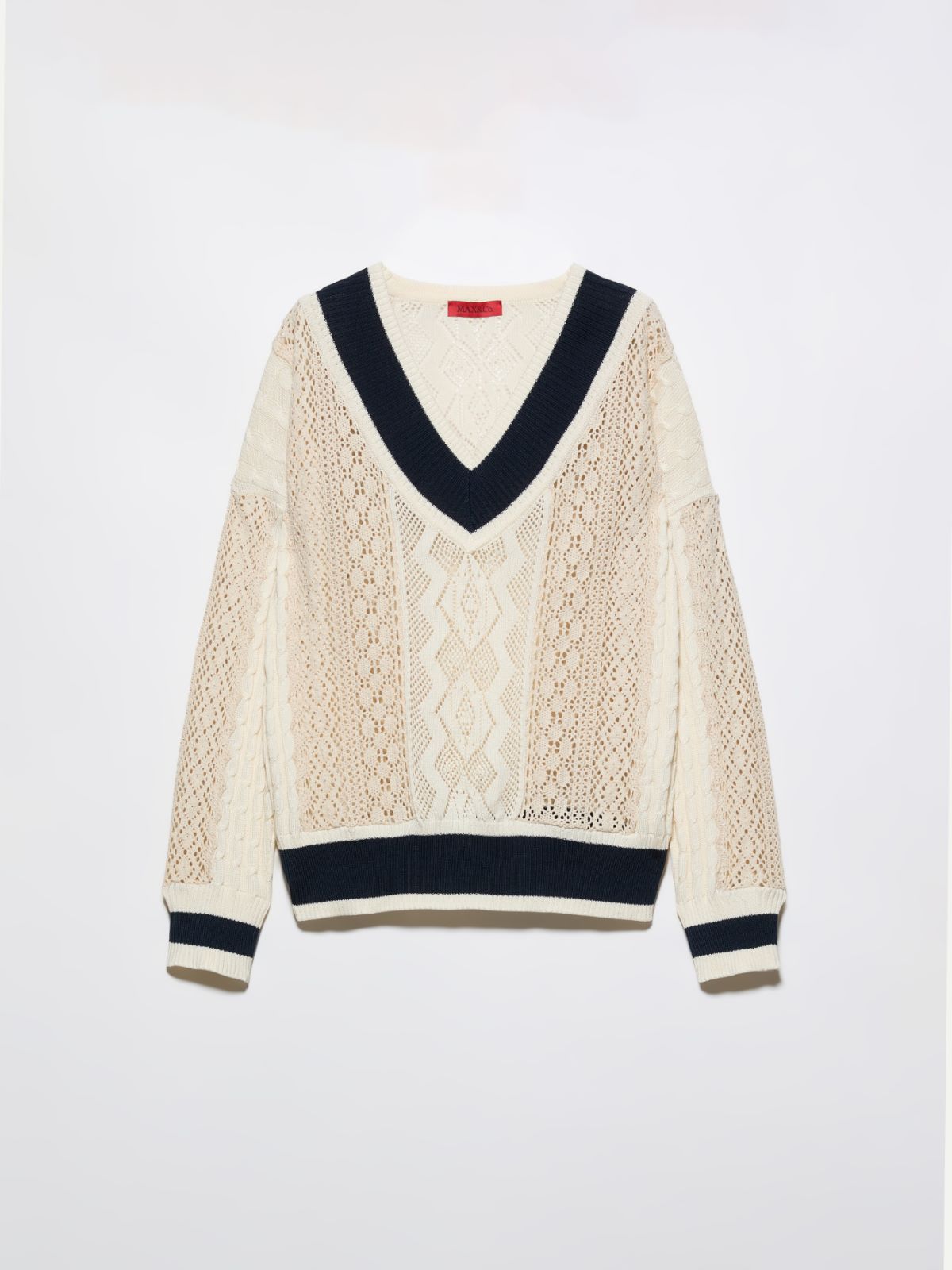 Maglia in cotone e pizzo - LATTE - MAX&Co.