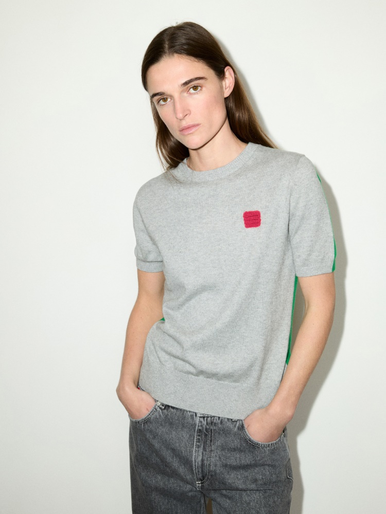 Cotton and cashmere T-shirt - MELANGE GREY - MAX&Co.