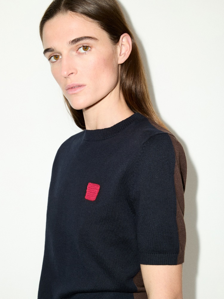 Cotton and cashmere T-shirt - NAVY - MAX&Co. - 3