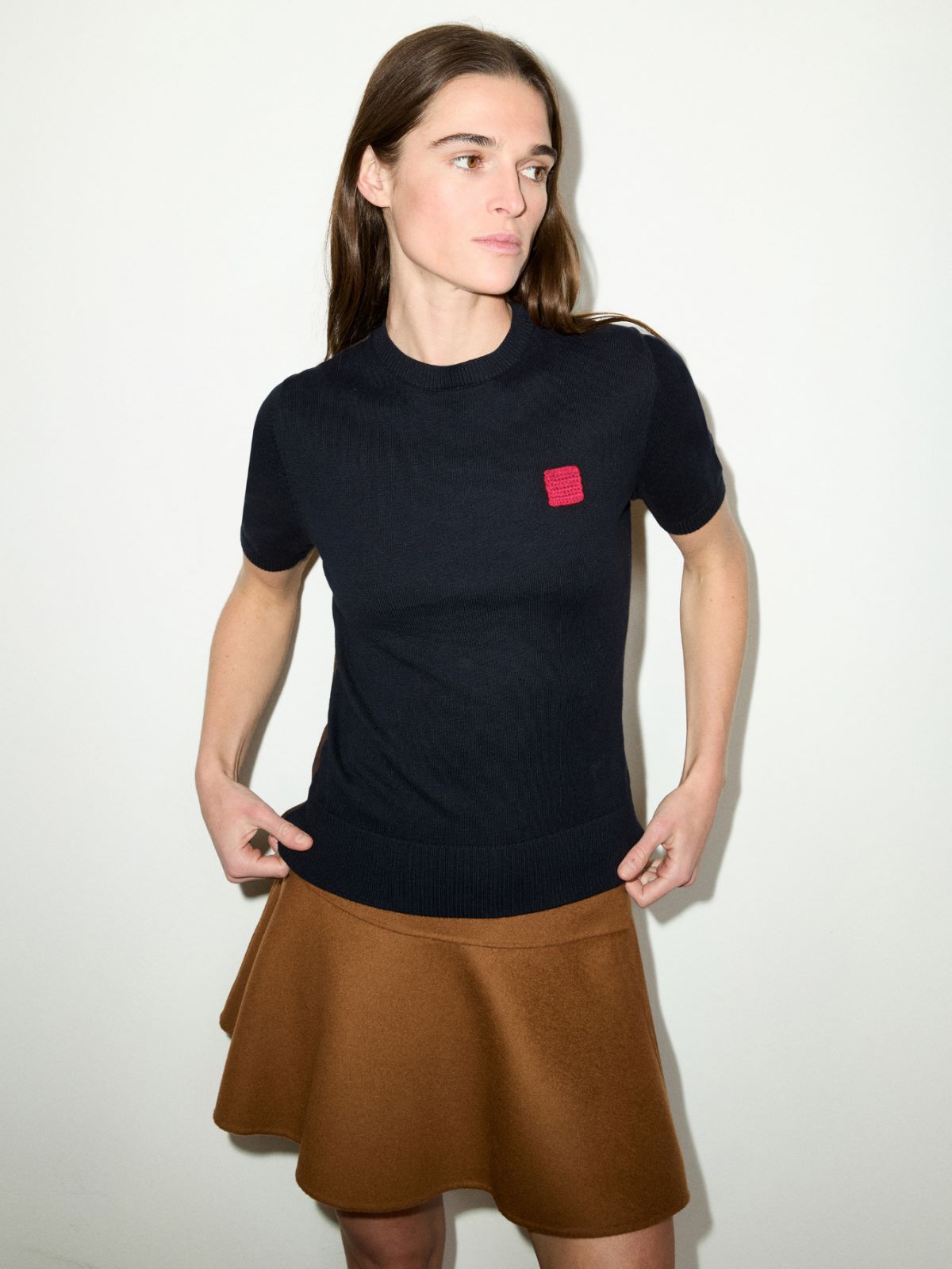 Cotton and cashmere T-shirt - NAVY - MAX&Co.