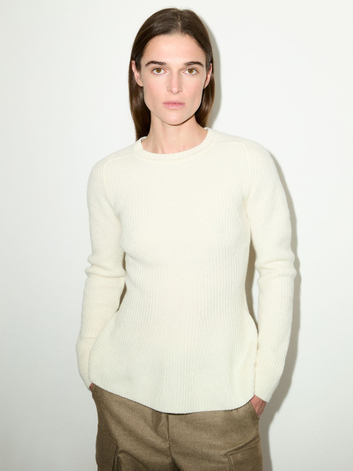 Ribbed wool-knit sweater - WHITE - MAX&Co.
