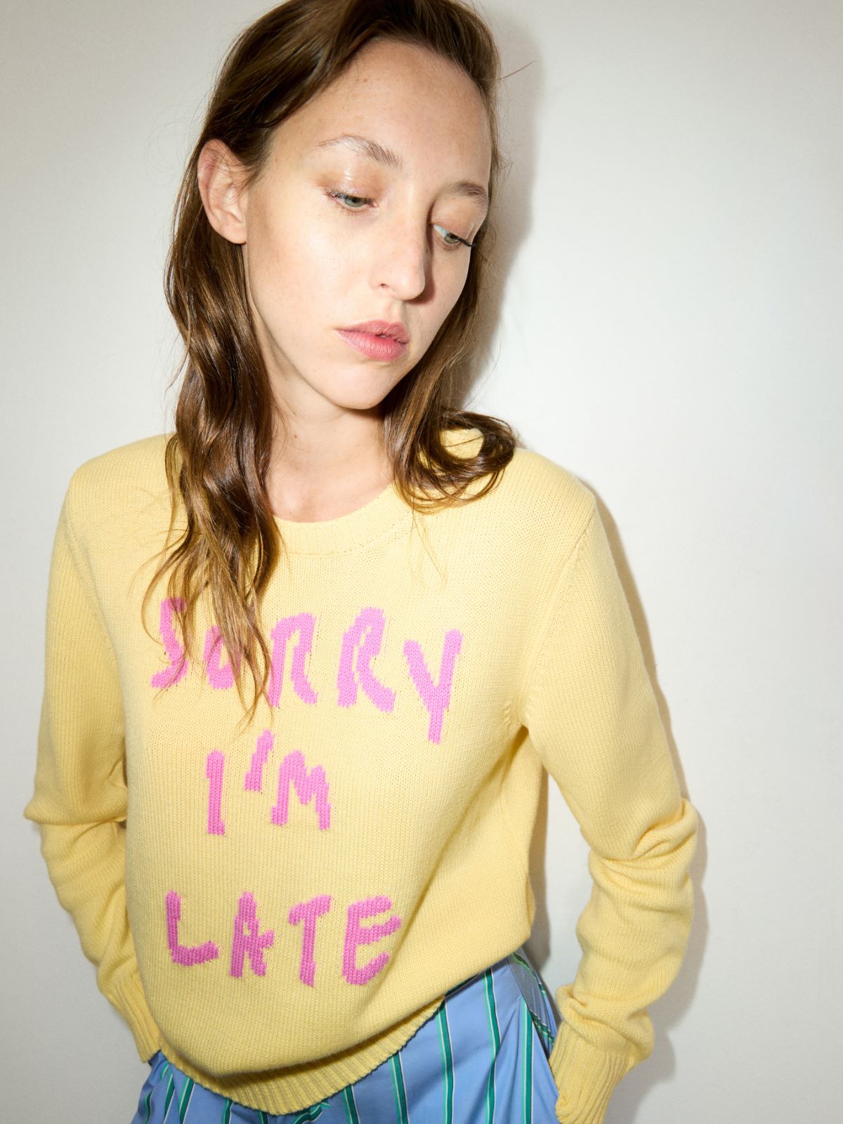 Jacquard cotton jumper - YELLOW - MAX&Co.
