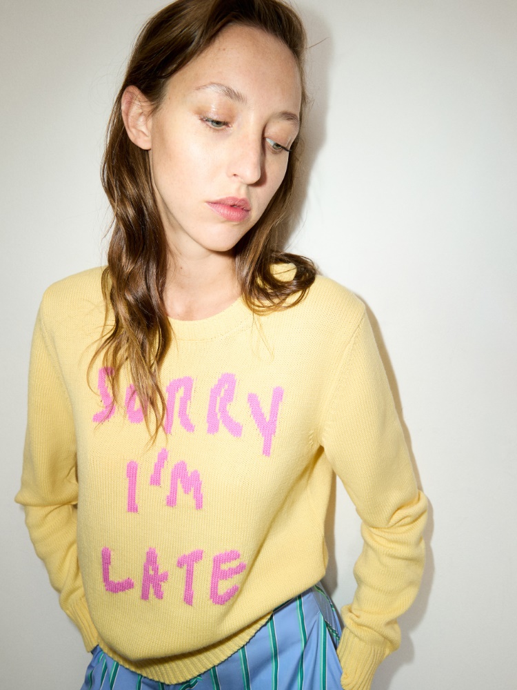 Jacquard cotton jumper - YELLOW - MAX&Co.