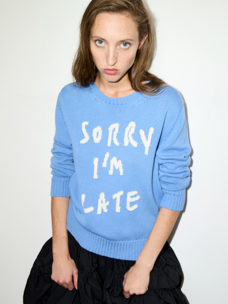 Jacquard cotton jumper - SKY BLUE - MAX&Co.