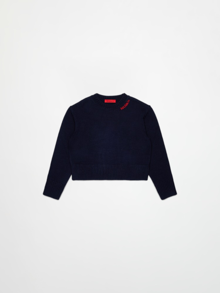 Pull en laine mélangée avec logo brodé KID - MAX&Co.