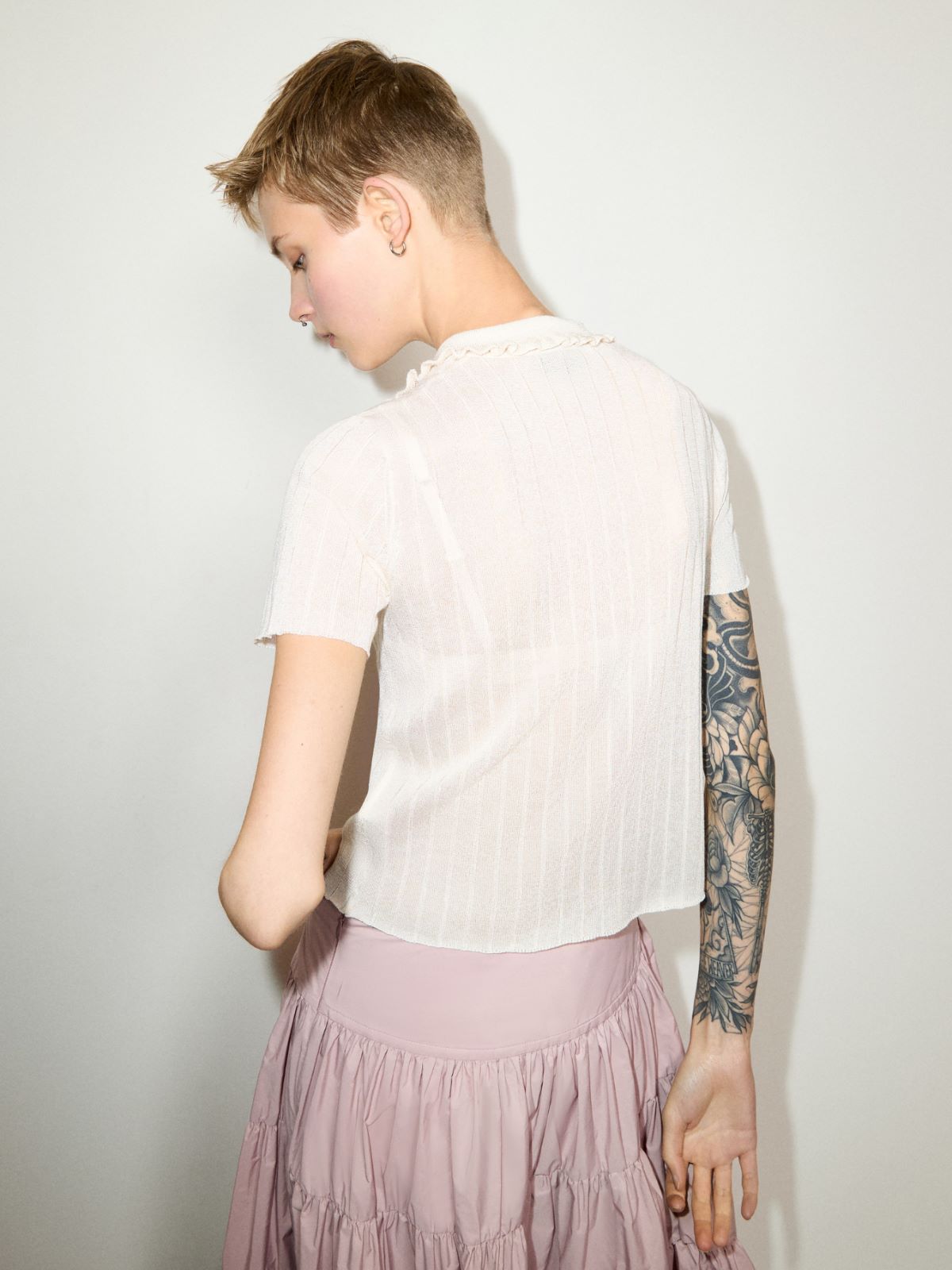 Jewel-embroidered polo shirt - MILK - MAX&Co.