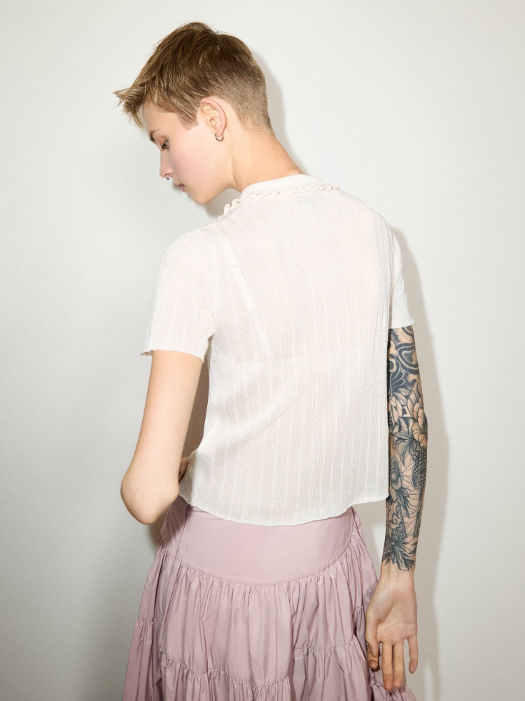 Jewel-embroidered polo shirt - MILK - MAX&Co.