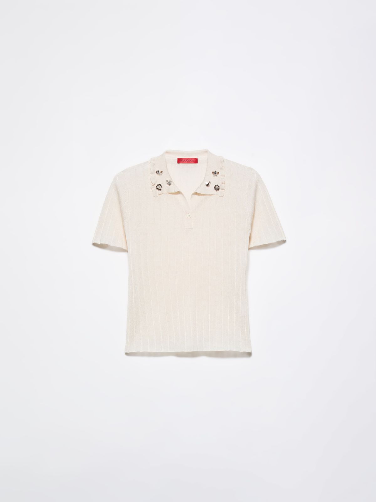 Jewel-embroidered polo shirt - MILK - MAX&Co.