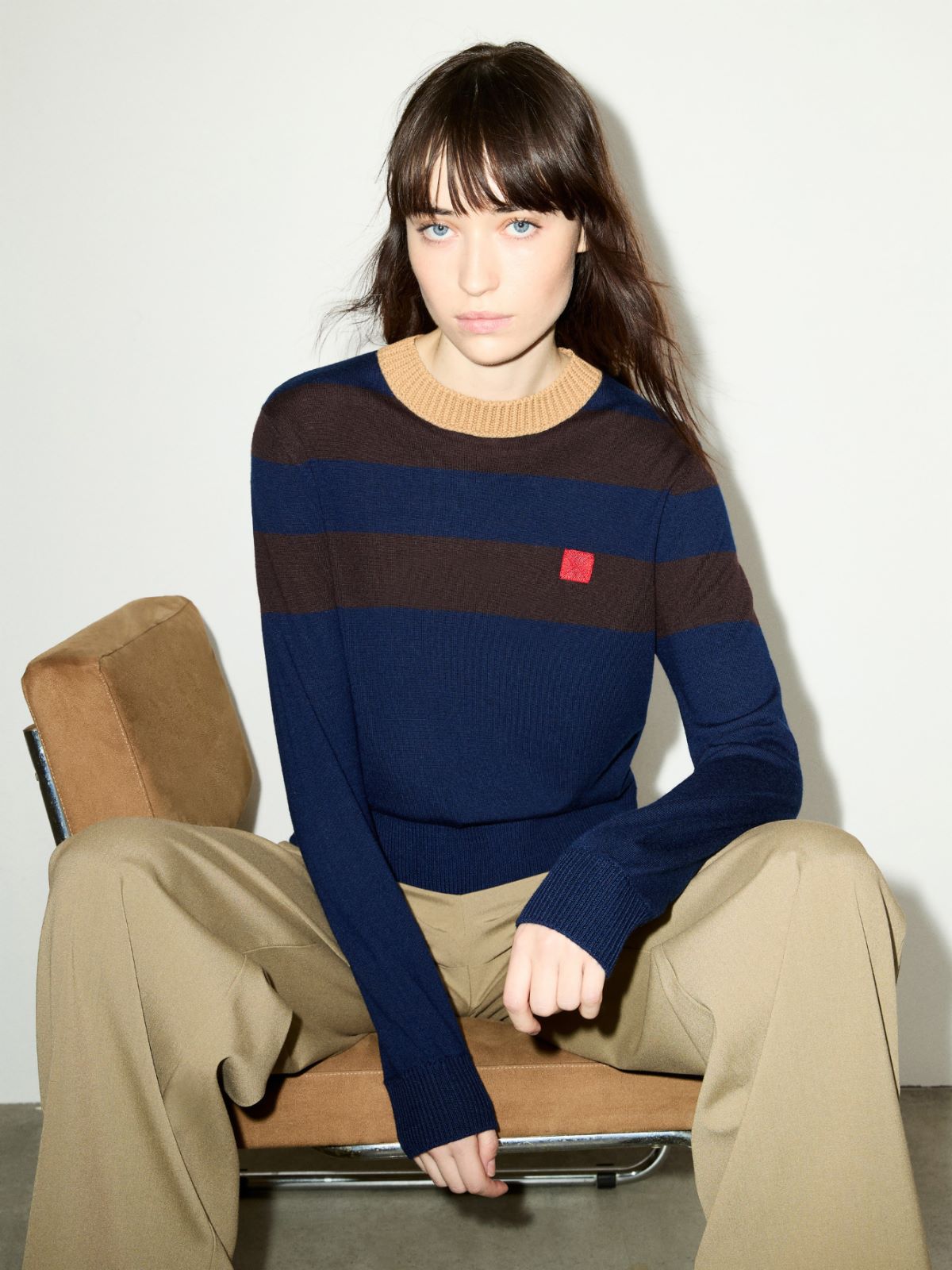 [サリータ]  ピュア メリノ ウール クルーネック ニット - NAVY - マックスアンドコー公式オンラインショップ