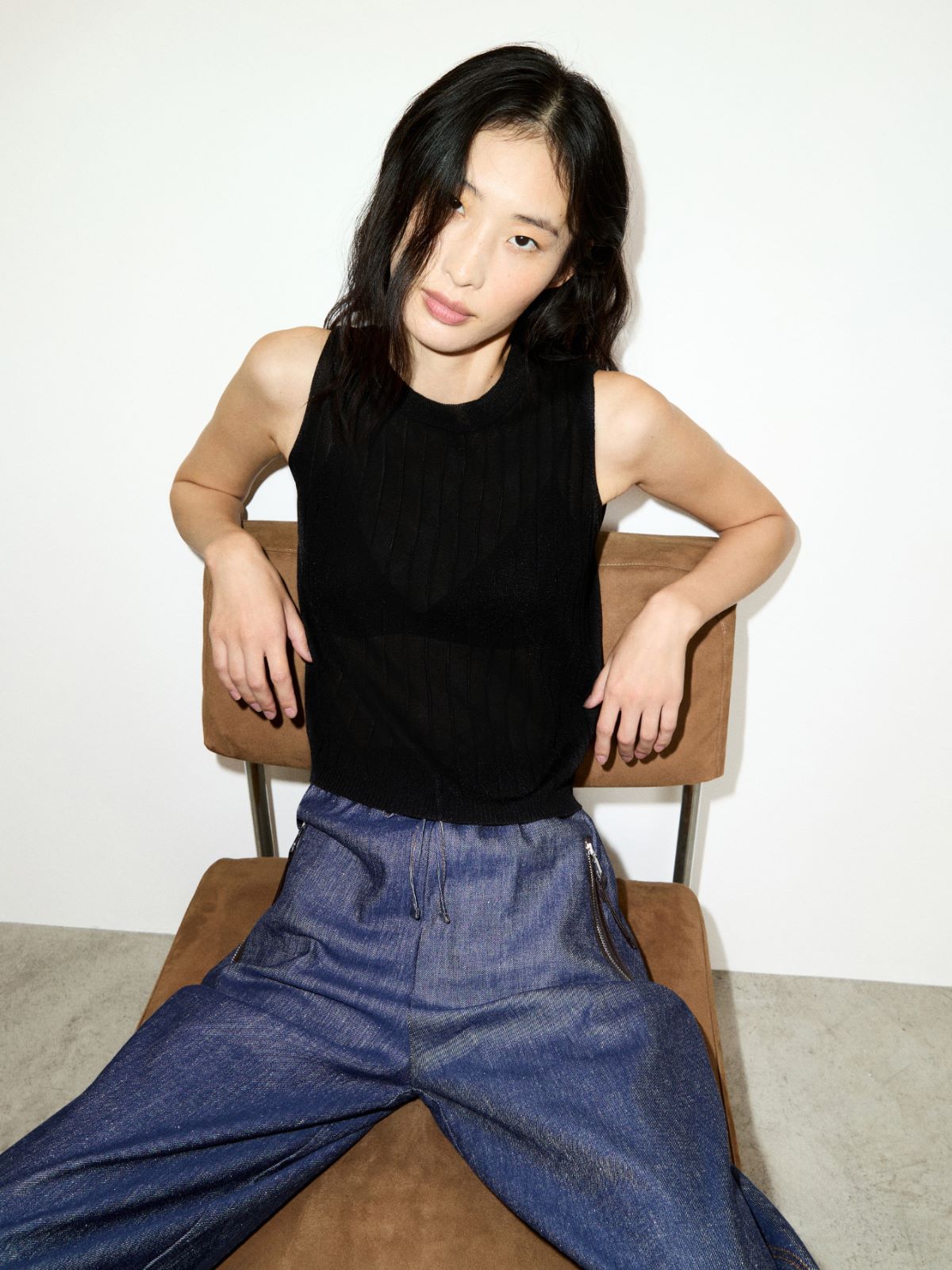 Ribbed knitted top - BLACK - MAX&Co.