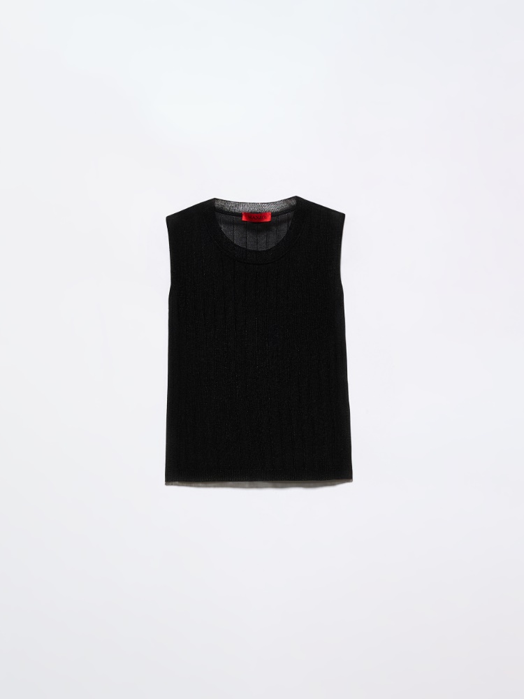 Ribbed knitted top - BLACK - MAX&Co.