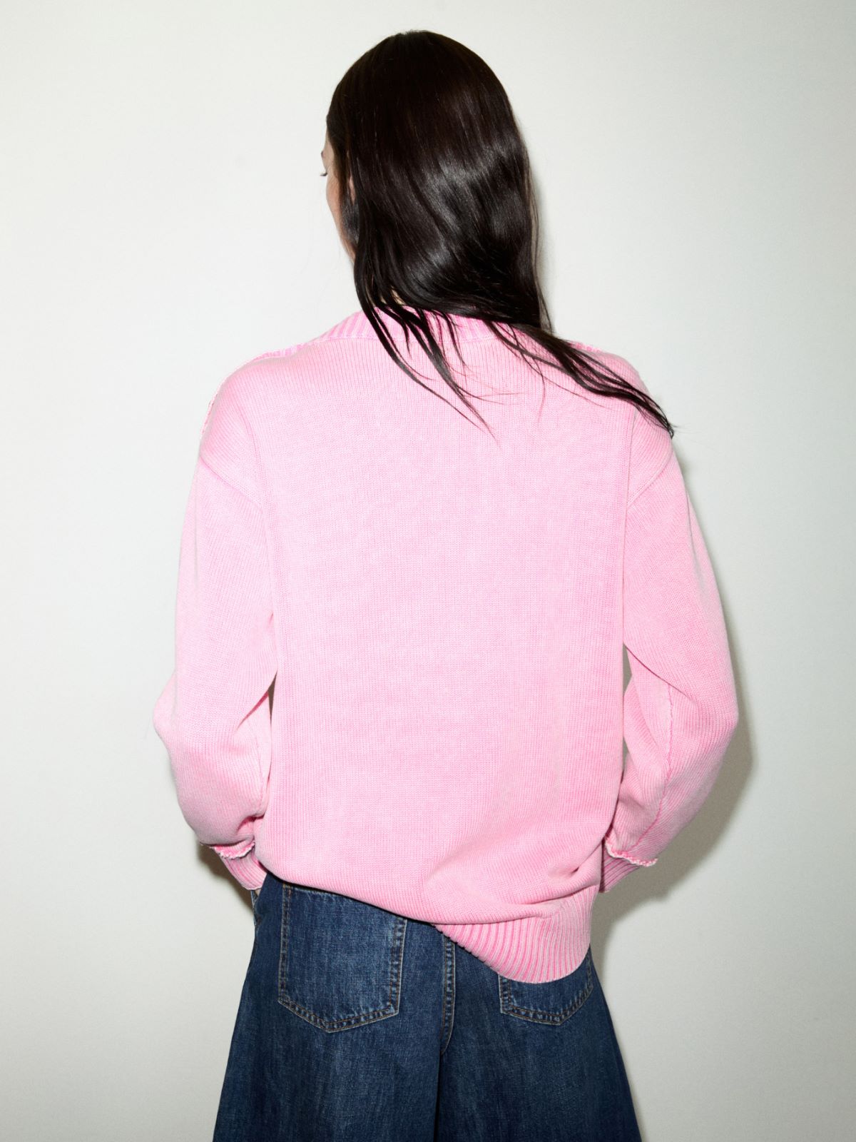 Stone-washed cotton jumper - PINK - MAX&Co.