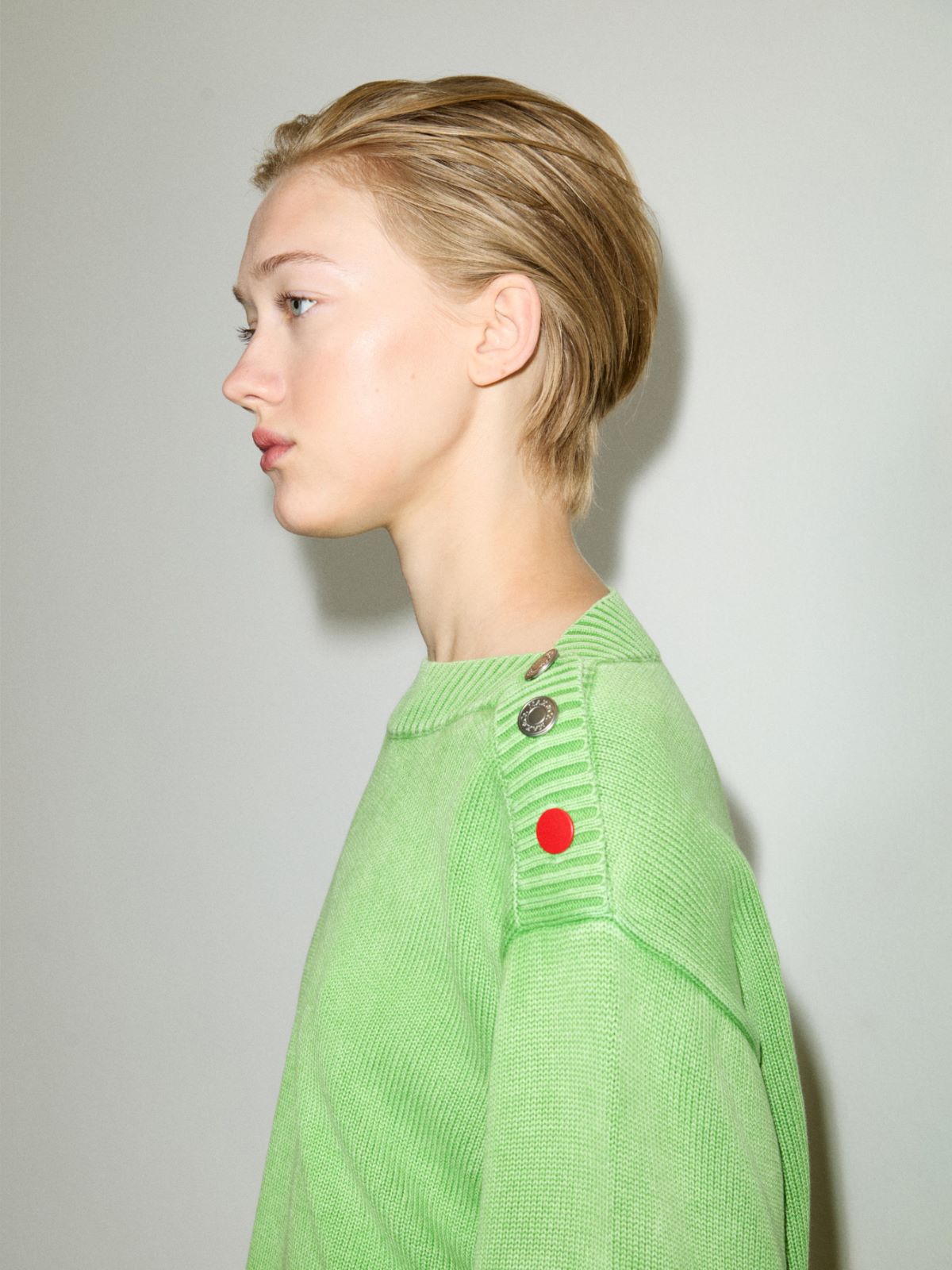 Stone-washed cotton jumper - GREEN - MAX&Co.