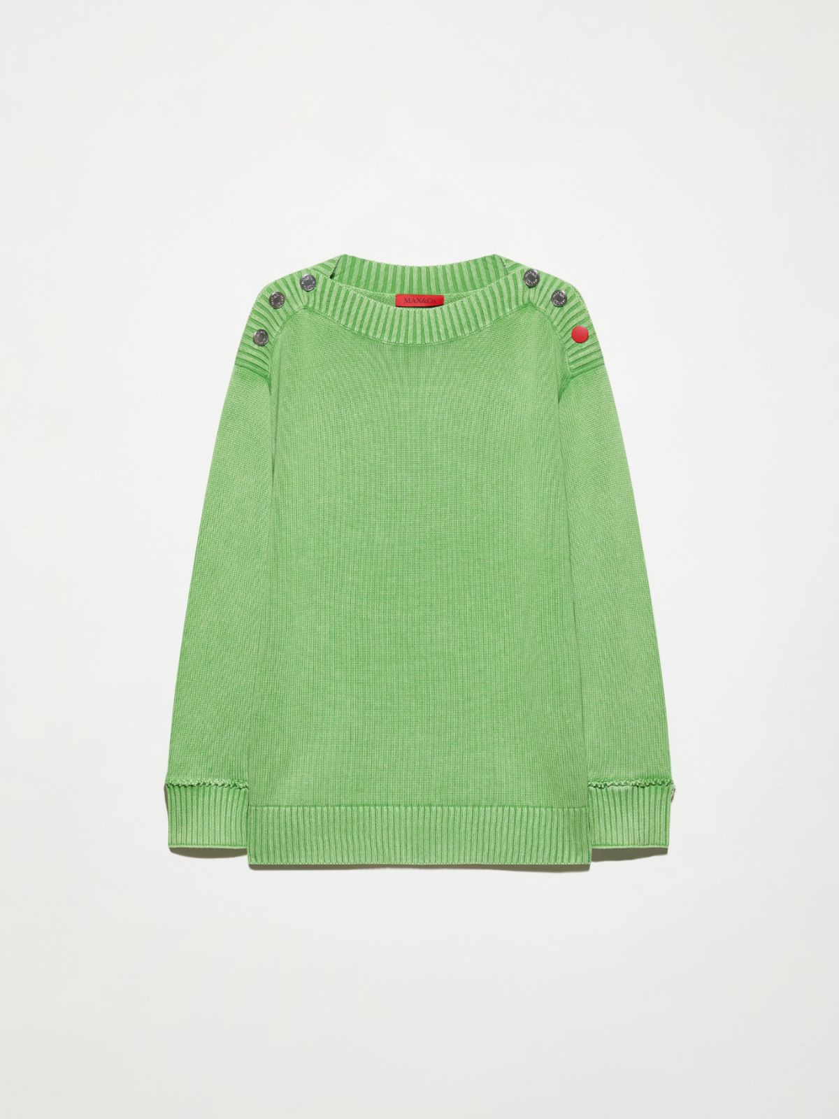 Stone-washed cotton jumper - GREEN - MAX&Co.