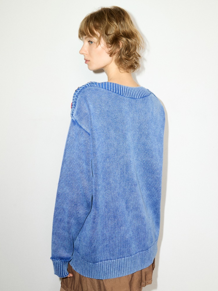 Pull en coton délavé à la pierre - BLUE CLAIR INTENSE - MAX&Co.