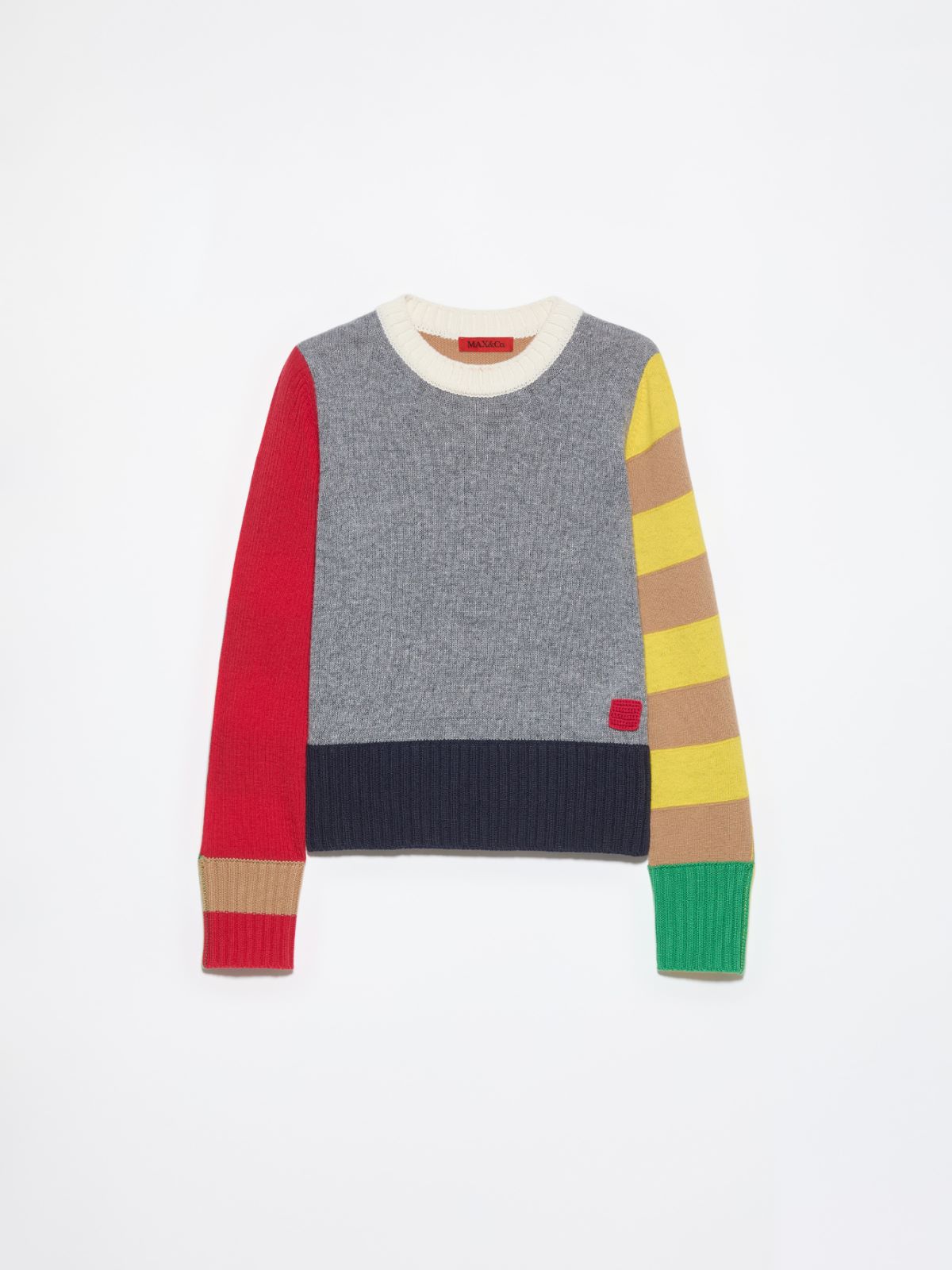 [アッフィーネ]  ピュア ウール パッチワーク ニット - GREY - マックスアンドコー公式オンラインショップ - 5