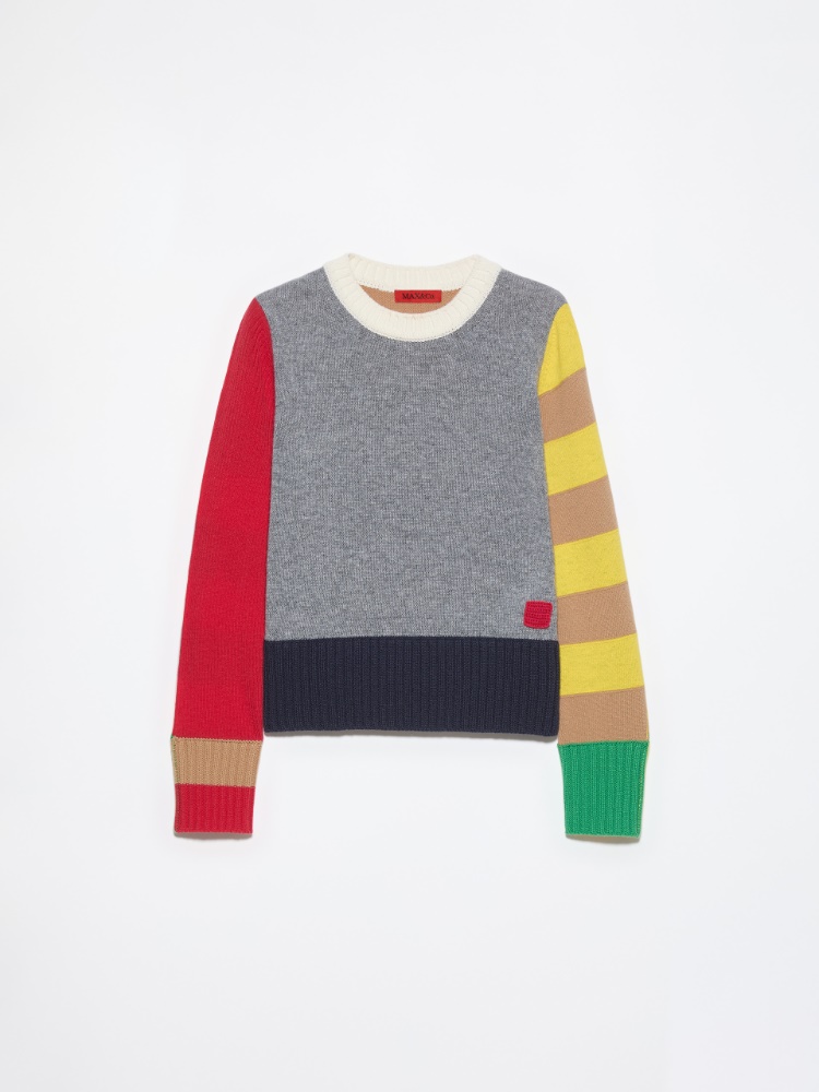[アッフィーネ]  ピュア ウール パッチワーク ニット - GREY - マックスアンドコー公式オンラインショップ - 5