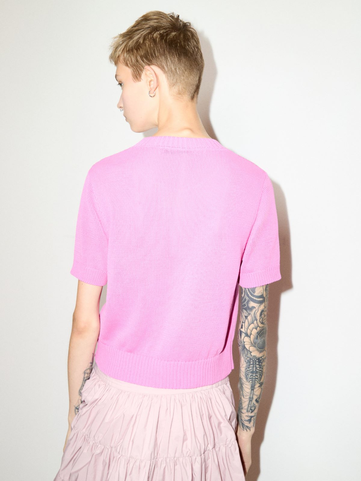 T-shirt in maglia jacquard - ROSA - MAX&Co.