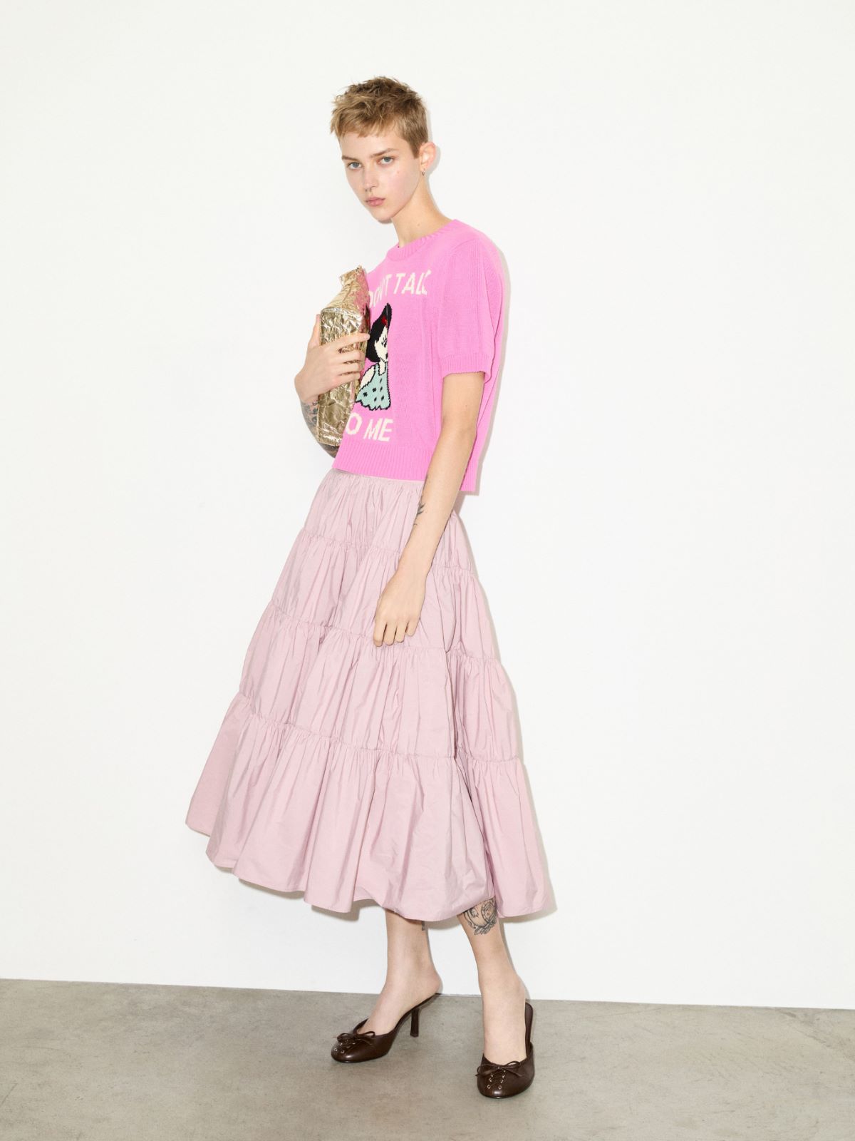 T-shirt in maglia jacquard - ROSA - MAX&Co.
