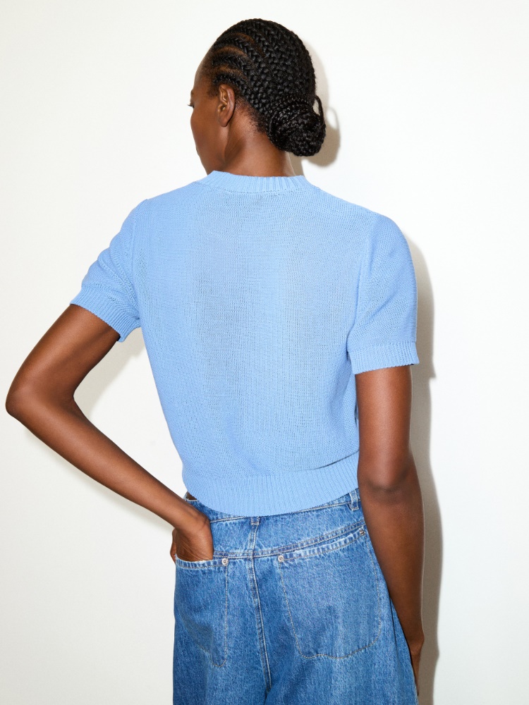 T-shirt in maglia jacquard - CIELO - MAX&Co.