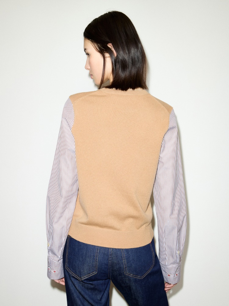 Wool and cotton-poplin sweater - CAMEL - MAX&Co. - 2