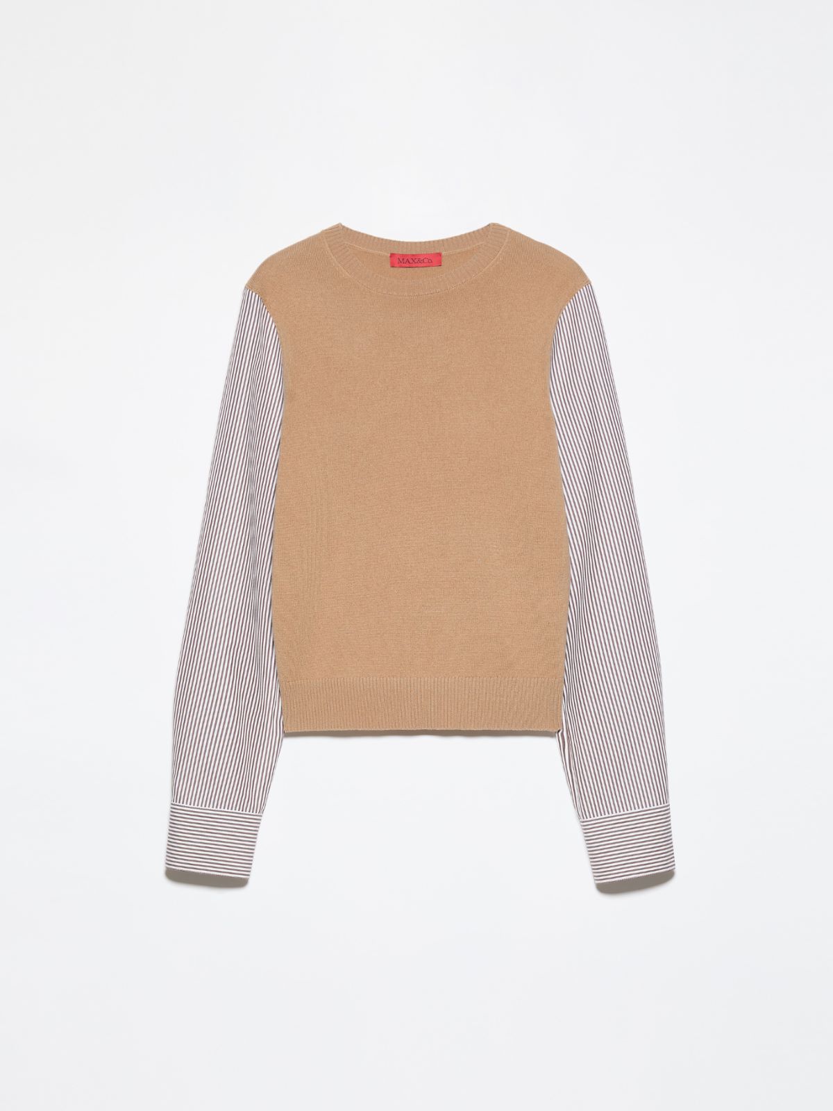 Wool and cotton-poplin sweater - CAMEL - MAX&Co. - 5