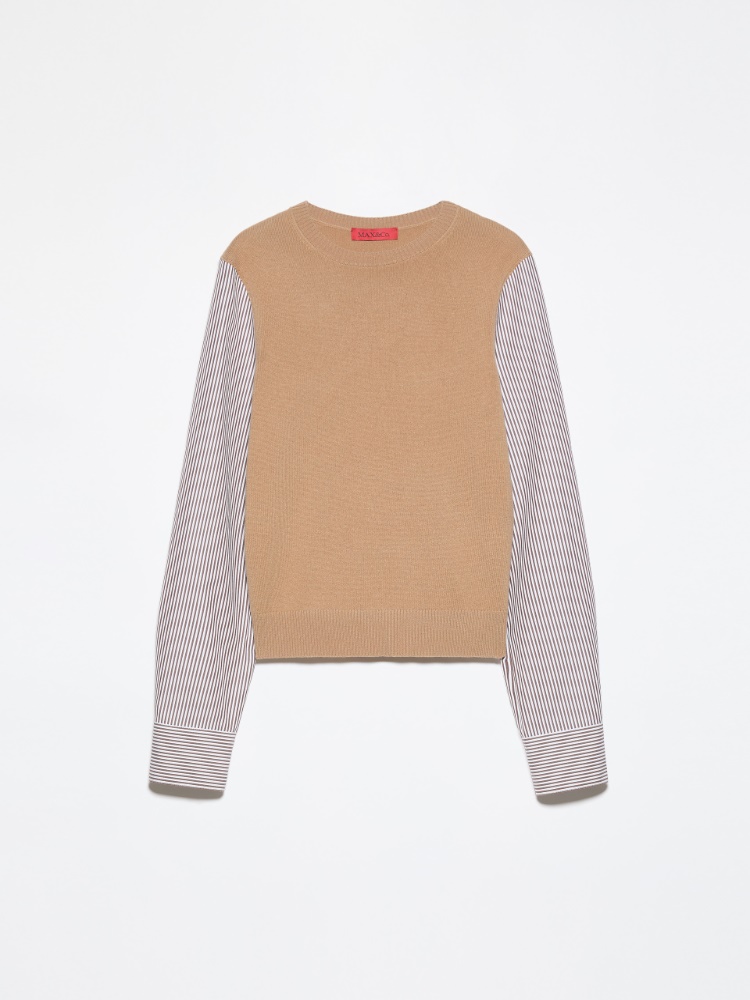 Wool and cotton-poplin sweater - CAMEL - MAX&Co. - 5