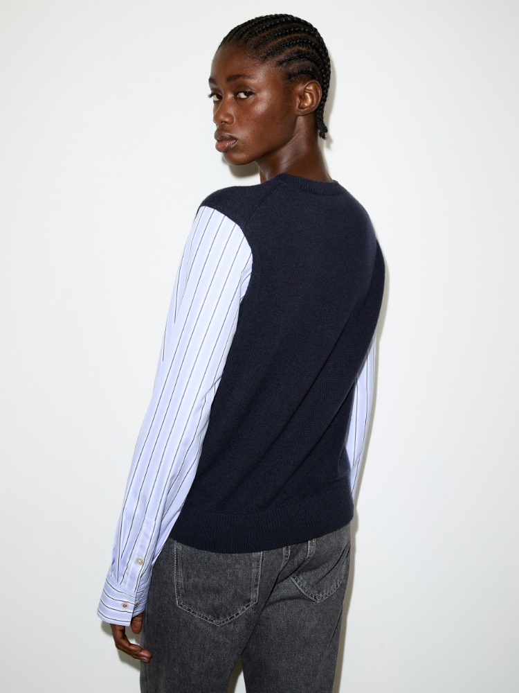 Wool and cotton-poplin sweater - NAVY - MAX&Co. - 2