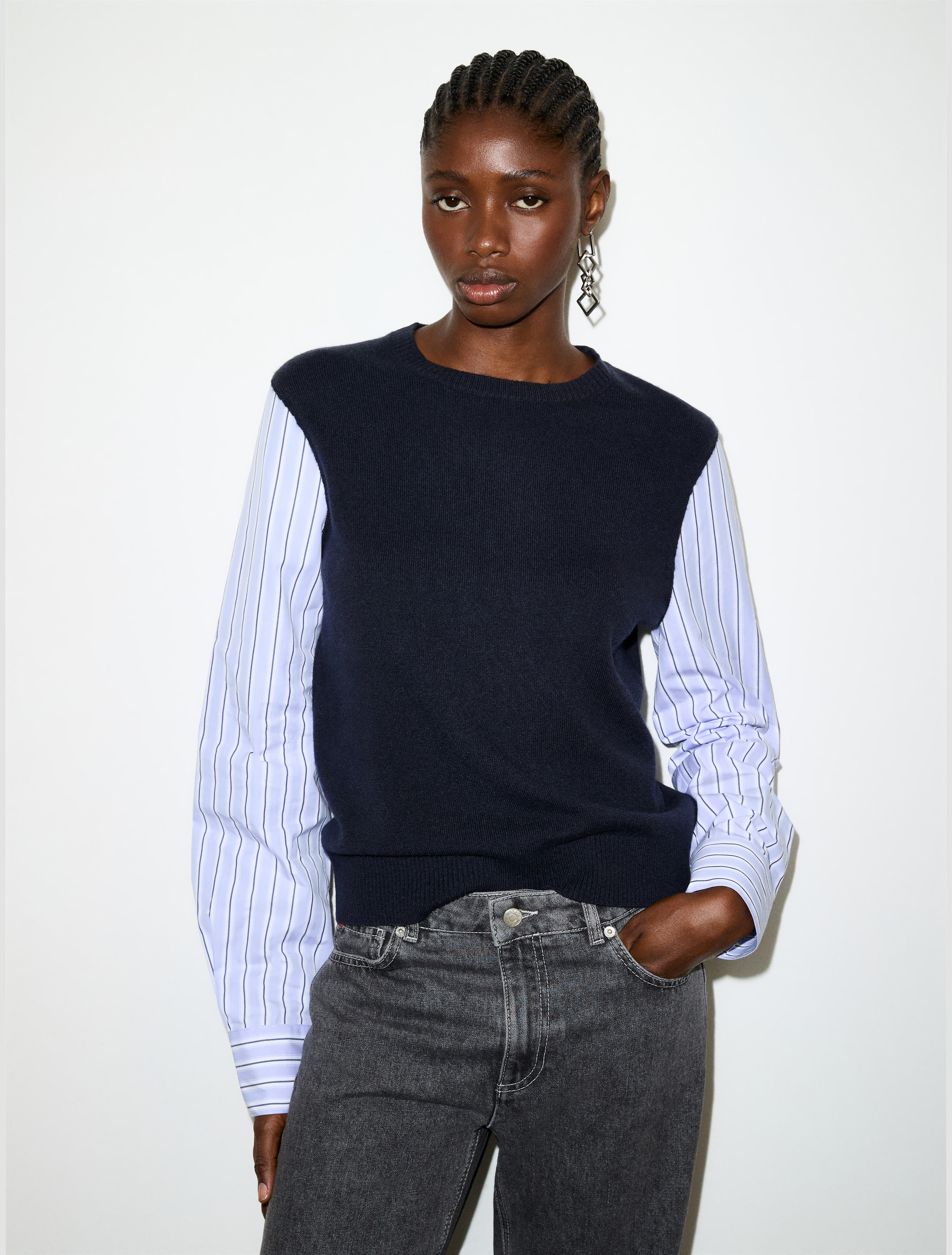 Wool and cotton-poplin sweater - MAX&Co.