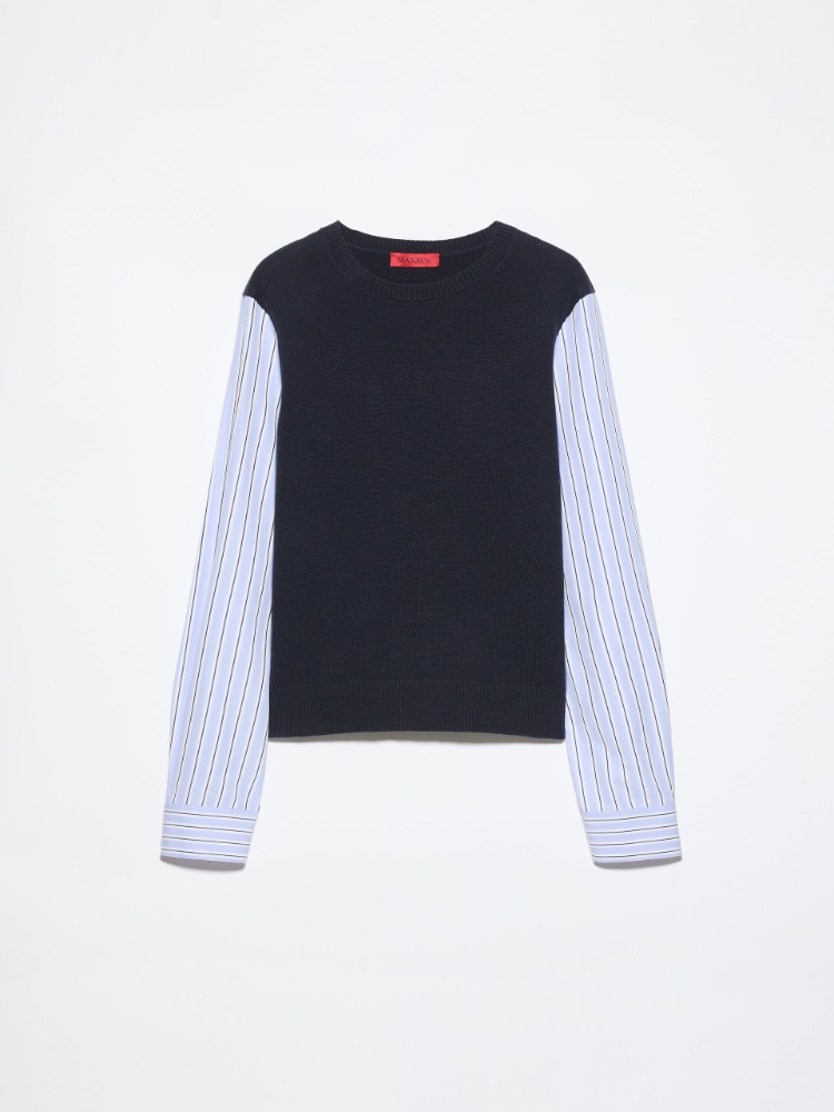Wool and cotton-poplin sweater - NAVY - MAX&Co. - 5