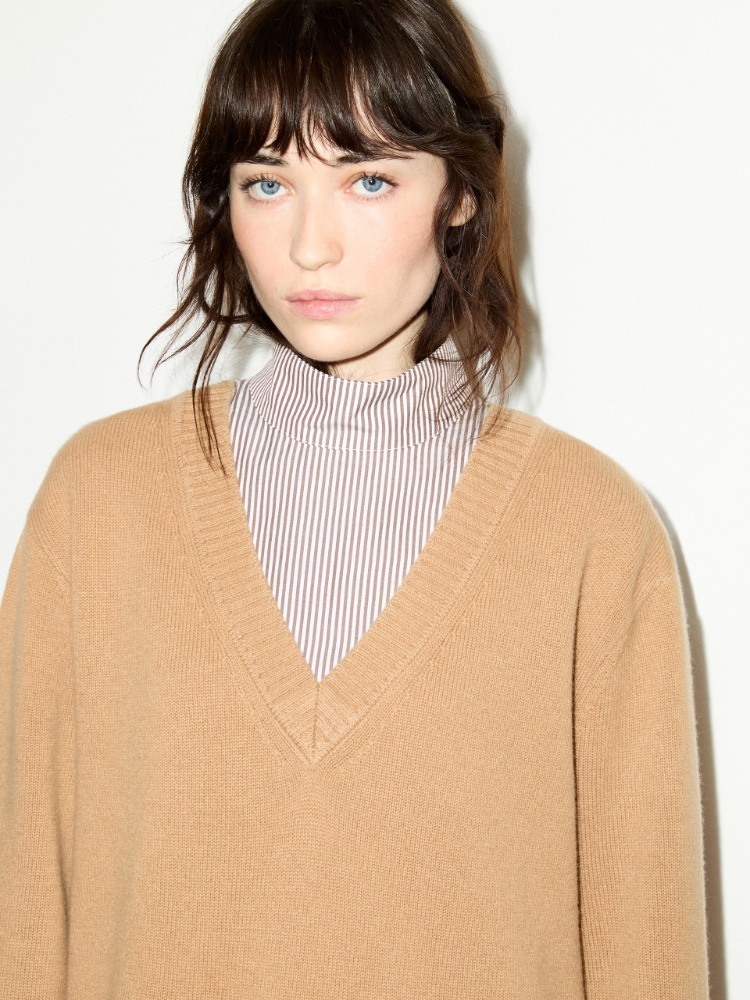 Pullover aus Wolle und Baumwollpopeline - KAMEL - MAX&Co. - 3