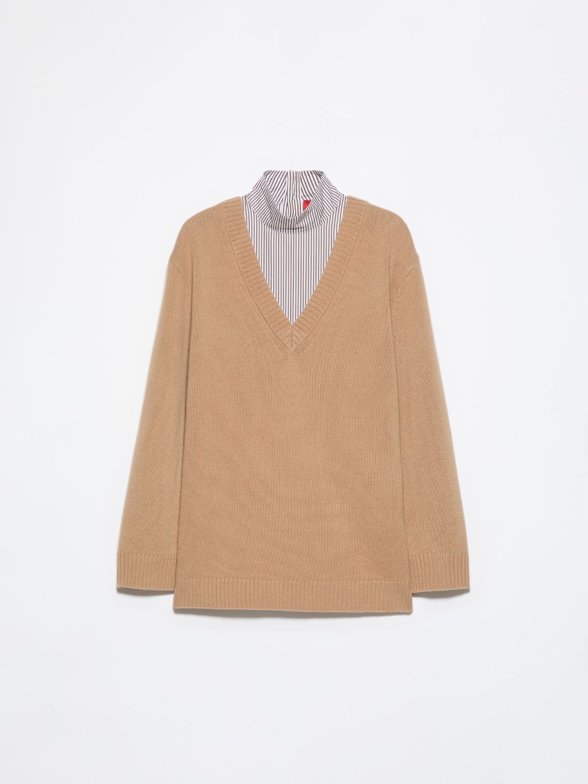 Pullover aus Wolle und Baumwollpopeline - KAMEL - MAX&Co. - 7